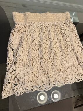 Forever 21 Cream Crochet Mini Skirt
